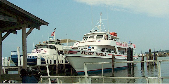 Chesapeake Breeze and Steven Thomas Cruise Boats docked at Tangier Island